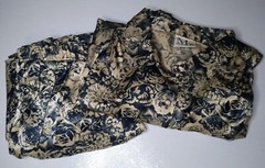 Vtg Ms Russ Womens 26W Blouse Midi Skirt Set Floral Gold Black Pull On USA