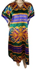 Vintage 1980s Winlar Baroque Short Sleeve Satin Kaftan House Dress One Size