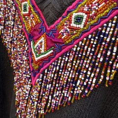 Cedars Woman Vintage Beaded Fringe Sweater XL 2x Black Southwest Art to Wear