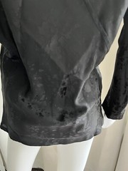 Wayne Clark Aline Marelle Large Vintage Black Silk V-Neck Long Sleeve Blouse