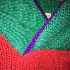 1980,s Empire womens sweater red, green and purple Vintage Large