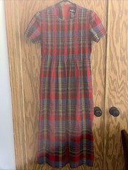 Vintage 90s Positive Attitude Red Plaid Midi Dress Petite 4 Pleated Cottage