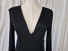 Vintage Max Mara Womens Black Faux Wrap V-Neck Silk Blend Dress IT 42 US 6