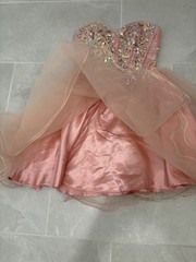 Vintage Y2K Masquerade Pink Beaded Iridescent Corset Tulle Mini Dress Size 3/4