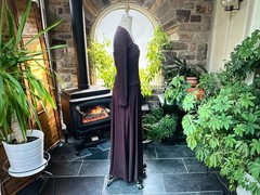 Vintage 1990s Tadashi Brown Formal Long Sleeve Knit Maxi Dress