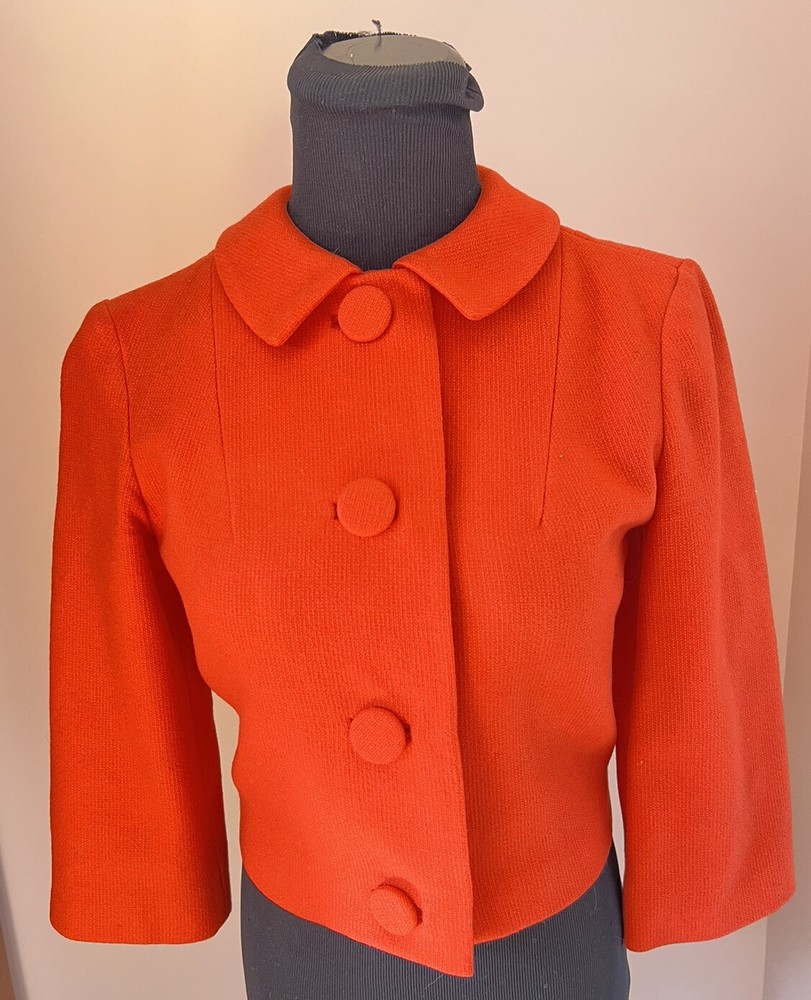 Vintage 60’s Pendleton Wool Cropped Jacket Jackie O – Mad Men Big Button XS-S