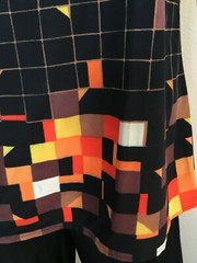 60’s Vintage Black Psychedelic Orange Yellow Block Mod Sleeveless Top