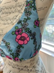 VTG 60’s 70’s Robby Len Bikini Top SWIM BATHING SUIT SUN TOP Flower Power Neon