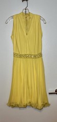 1960s Dress VINTAGE Romantica Victor Costa Silk Chiffon Yellow Cocktail XS