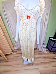 VTG 70s Powers Model Floral Nightgown Maxi Prairie Cottagecore L USA Bridgerton