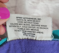 Vintage 80s/90s Spirit Activewear Color Block Shirt USA made Sz Lg Thrashed