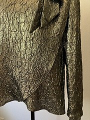 Vintage ’80s Three Flaggs Metallic Gold Blouse/Top with Bow Detail XL/XXL