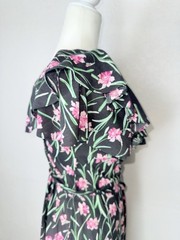 Vintage 1970s CLOVIS RUFFIN Ruffinwear Floral Jersey Knit Wrap Dress USA K