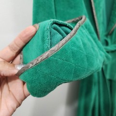 Vintage Vandemere Green Velour Robe Quilted Collar Belted Full Length Size L