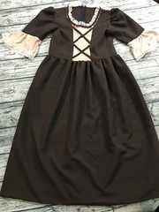 Homemade Vtg 40s 50s Flounce Lace Trim Prairie Boho Dress Size XS (msrd) Brown