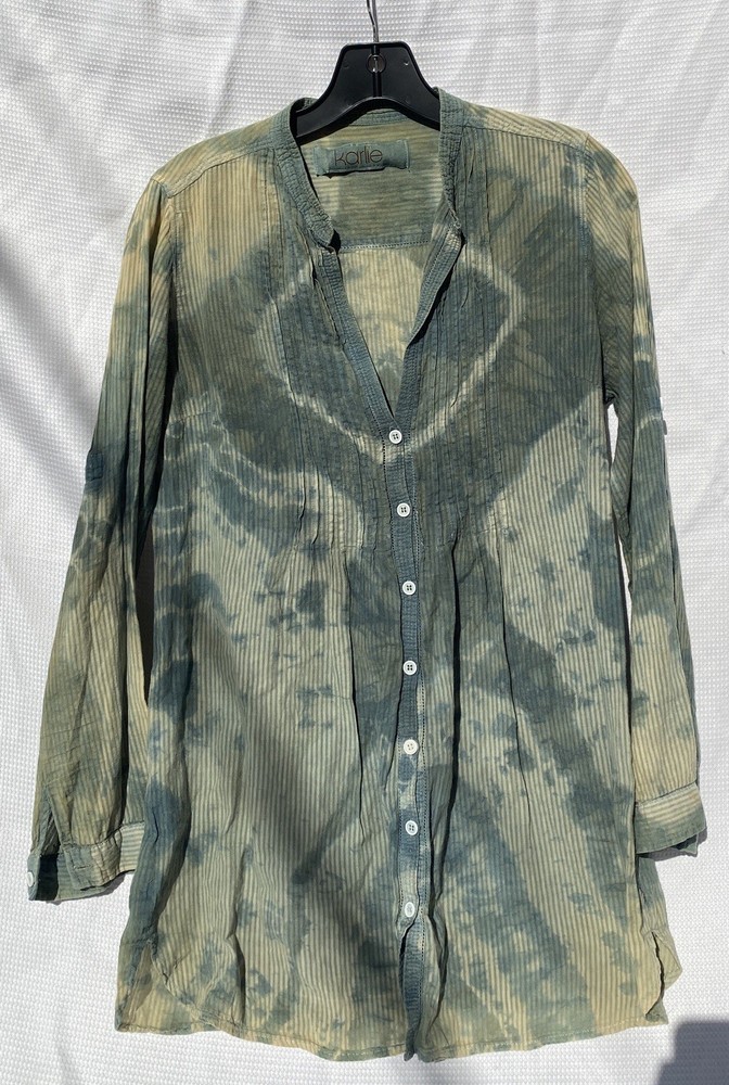 Hand Dyed Cotton Pesant Shirt Indigo And Onion Skin Shibori