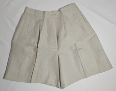 Vintage 1980s Giorgio Sant’Angelo Pleated Linen Blend Beige Shorts S8 Egypt