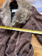 Vintage Lord & Taylor Union Made Faux Fur Coat With Fur Trim And Tie