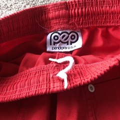 Vintage PEP Pandora USA Red Pants Womens 9/10 Elastic Waist Draw Pull On 24×28