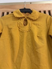 Vtg 1960’s s Toni Todd Mustard Yellow Mod Dress Keyhole Neckl Lace Trim Sz 8