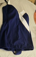Robby Len Vintage Swimsuit 18W Navy Blue White 100% Polyester Pin Up Union Made