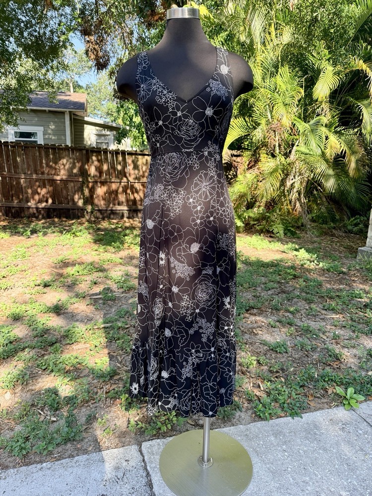 Vintage 90s 2000s Nanette Lepore Floral Midi Dress Size 8