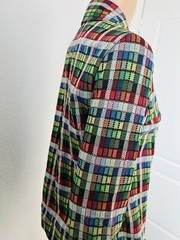 VTG 70s JC Penney Fashions Button Up Poly Tartan Plaid Shirt Top Wide Lapel M**