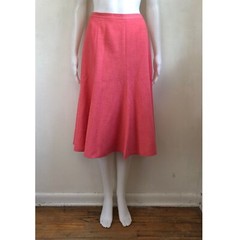 Vintage Pink Woven Skirt Size XL 35″ Waist 1990s Wide Cut 8 Panel