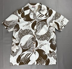 Vintage 70s Pykettes Women’s L Brown White Paisley Short Sleeve Retro Fashion