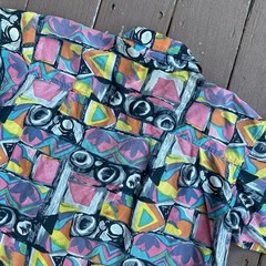 Vintage Kikomo 100% Silk Shirt Women’s XL 90s Hip Hop Art Abstract