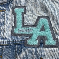 Vtg 80s LA GEAR Unstoppable Denim Jacket Acid Wash Cropped Hong Kong RN 75758 M