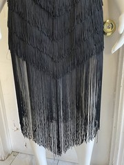 Vintage 80s TD4 by Electra Fringed Flapper Black Classic Dress Size 3/4 8