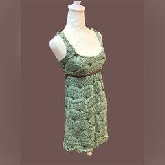 Diodore x Anthropologie Green Mai Ogi Mini Dress Size S 100% silk boho ethereal
