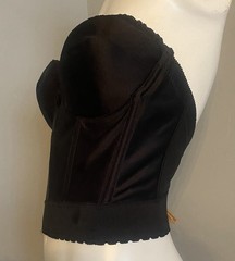 Vintage Adonna Black Nylon Strapless Corset Bustier Bra 38B Vamp Fairy Goth