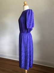 BEAUTIFUL VTG STUART ALAN Purple Silky Midi Office Dress SZ 10