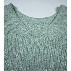 Vintage Heidi Mint Green Metallic Knit Silk Angora Wool Beaded Bow Top L