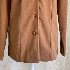Vintage 90s Briggs New York Tan Faux Suede Blazer Jacket Lightweight Size 10