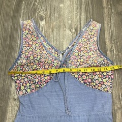 Vtg Prairie Cottagecore Chambray Calico Dress Size XS Cotton