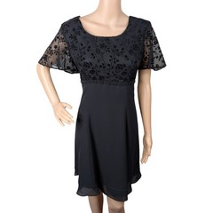 Vintage 90s CDC Evening Whimsigoth Babydoll Dress 8 Velvet Burnout Chiffon Goth