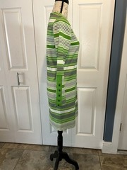 Vintage Mod 60s 70s Long Sleeve Green Stripe Dress Sz 9/10