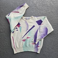 Vtg 80s Antonella Ore Italy Handmade Abstract Mohair Sweater Women’s M