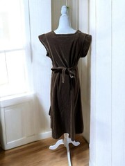 VTG 70s Over The Rainbow Brown Velveteen Pinafore Dress Academia Velvet M/L 32W