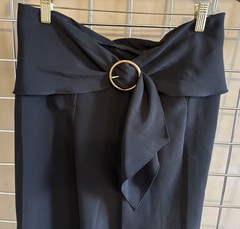 Vintage Prada Black Dress Pants Slacks Sz 44 Trousers W/Decorative Belt Italy