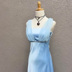 Vintage Y2K Blue Maxi Dress Gown Size XS w/ Bling Prom Glamour