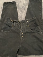 Vintage Retro Bonjour High-Waisted Black Jeans 80’s Grunge Rocker 7/8