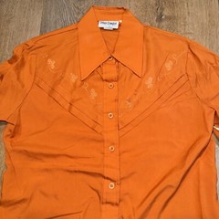 NOS Vtg Urban Cowgirl Rose Shirt Womens Western Rockabilly 70s Burnt Orange 7 8