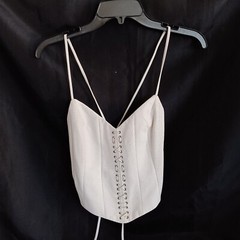 VTG 80s Ezza Michael Hoban Leather Bustier Corset Halter Crop Top Sz 6