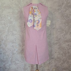 Vintage 1960s Pink Cotton Polyester Dress Scarf Deadstock Original Tags Size 6