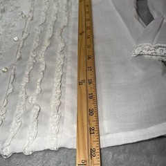 Vintage 70s White Lace Ruffle Blouse Victorian Revival Button Up Long Sleeve 38