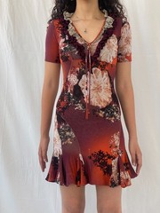 Vintage 2000s Just Cavalli by Roberto Cavalli Floral Ruffle Mini Dress – S